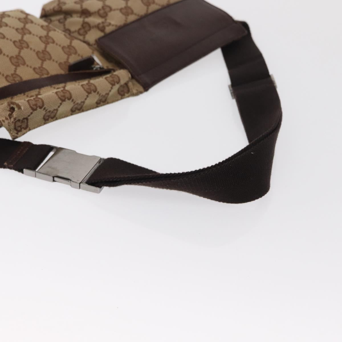 GUCCI GG Canvas Waist bag Beige Silver 28566 Auth 169194