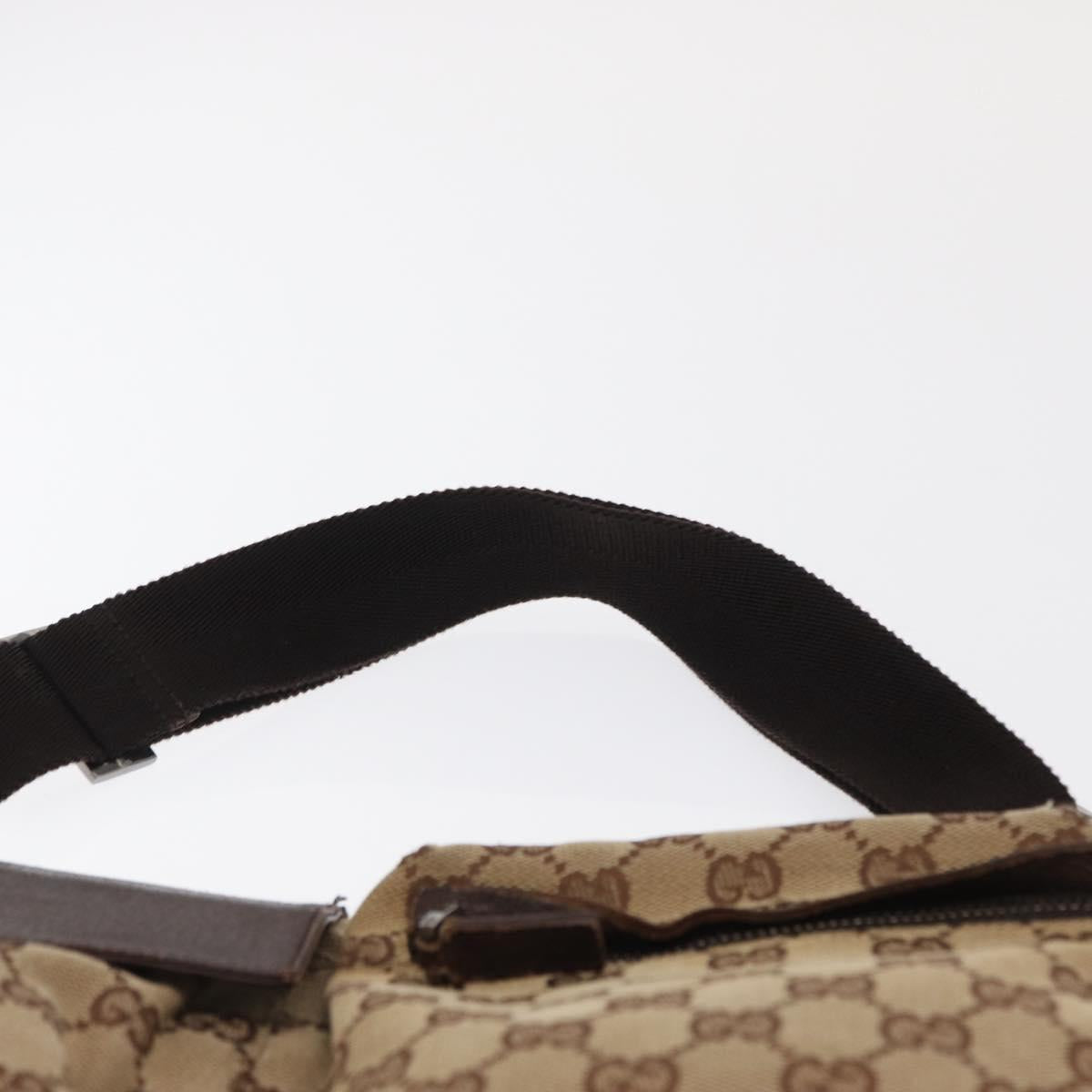 GUCCI GG Canvas Waist bag Beige Silver 28566 Auth 169194