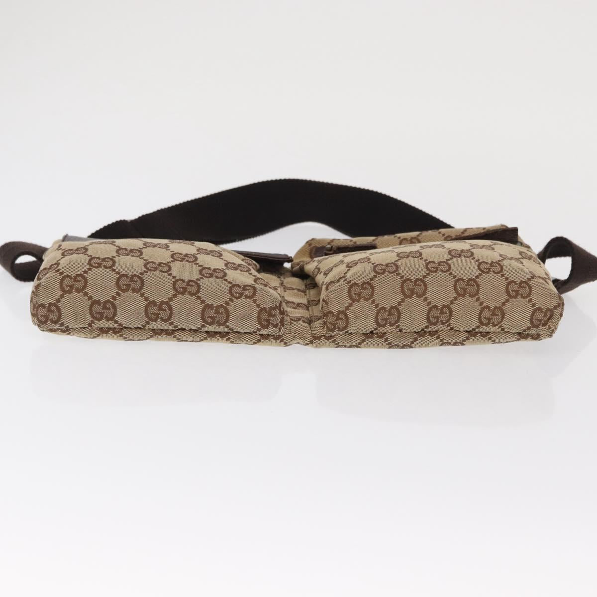 GUCCI GG Canvas Waist bag Beige Silver 28566 Auth 169194