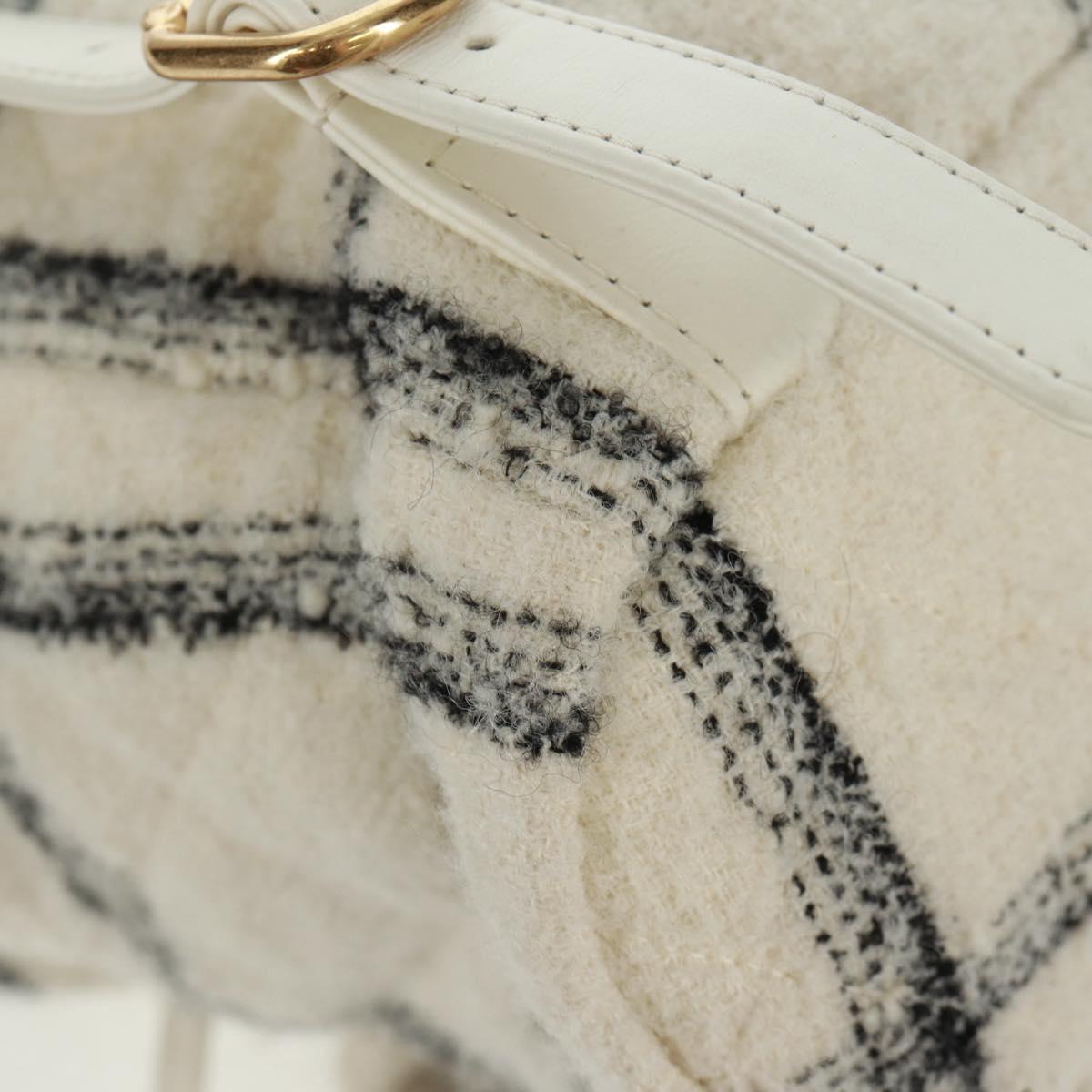 CHANEL Backpack Tweed Gold White CC Auth 169198SM