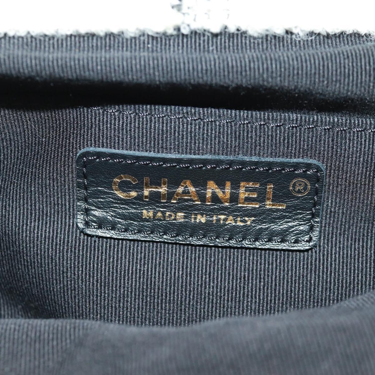 CHANEL Backpack Tweed Gold White CC Auth 169198SM