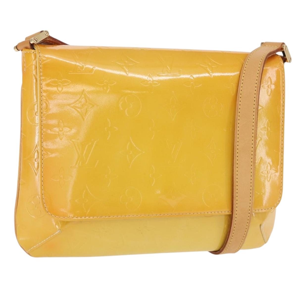 LOUIS VUITTON Monogram Vernis Thompson Street Bag Lime Yellow M91071 Auth 169213