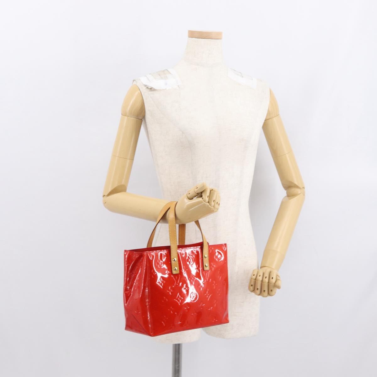LOUIS VUITTON Monogram Vernis Reade PM Hand Bag Red Rouge M91088 LV Auth 169217