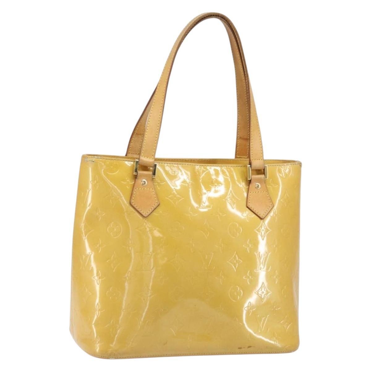 LOUIS VUITTON Monogram Vernis Houston Hand Bag Beige M91004 LV Auth 169220
