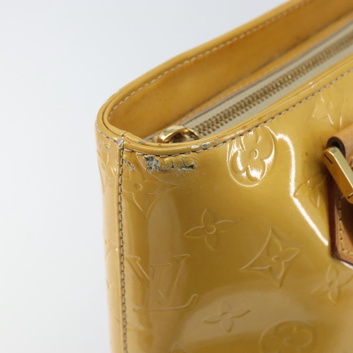 LOUIS VUITTON Monogram Vernis Houston Hand Bag Beige M91004 LV Auth 169220