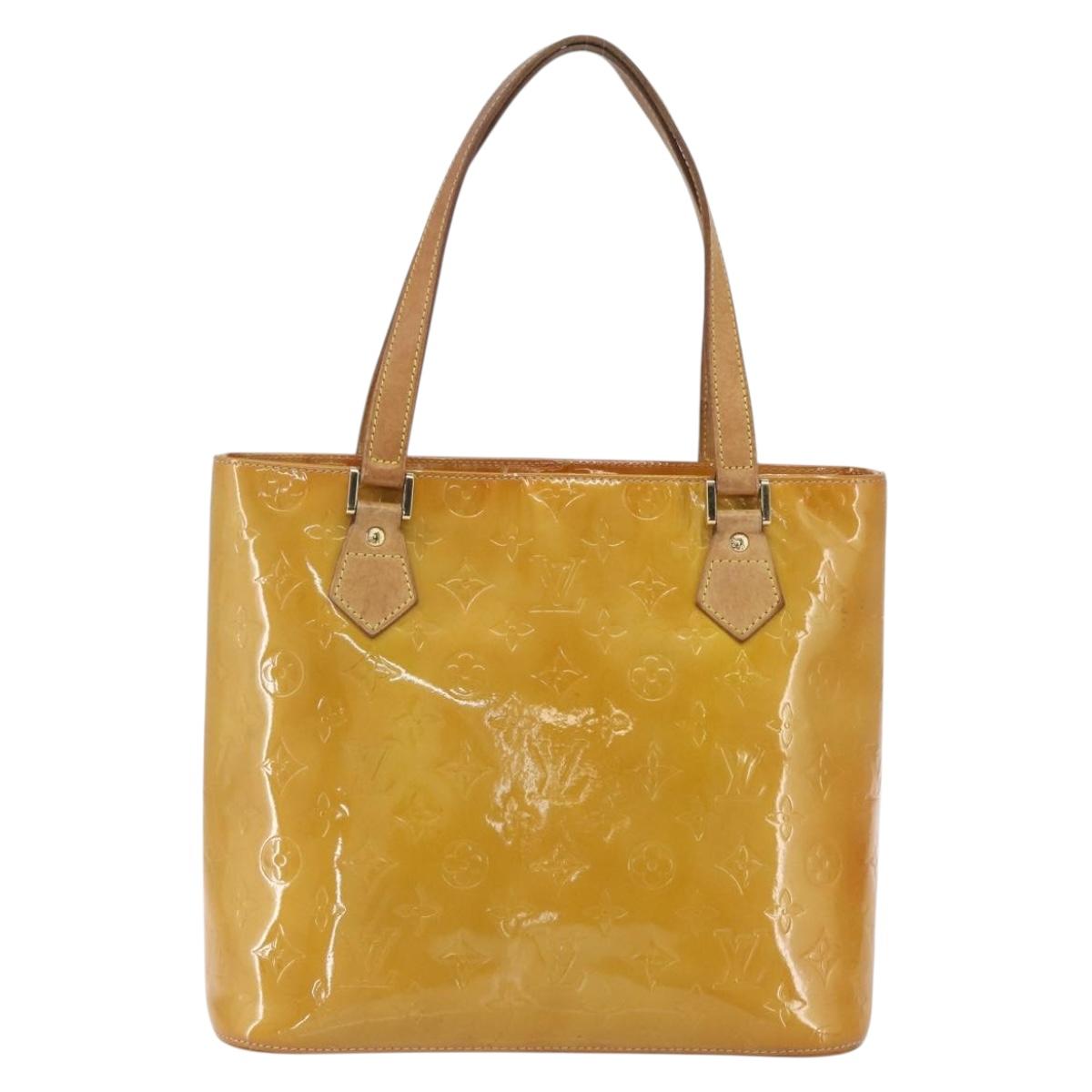 LOUIS VUITTON Monogram Vernis Houston Hand Bag Beige M91004 LV Auth 169223