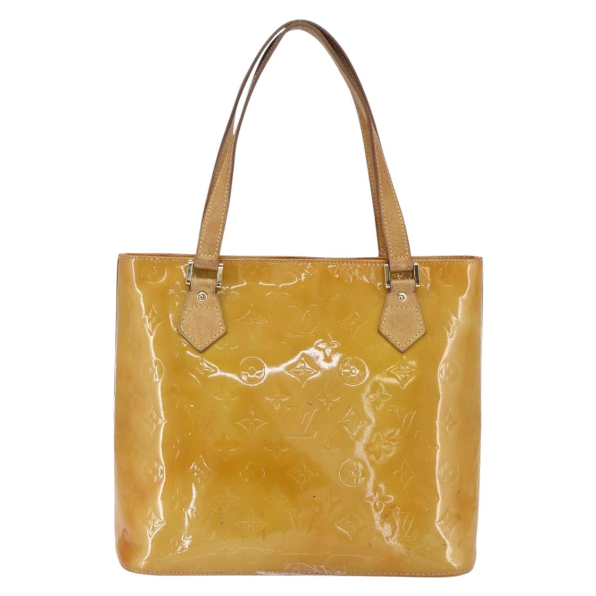 LOUIS VUITTON Monogram Vernis Houston Hand Bag Beige M91004 LV Auth 169223