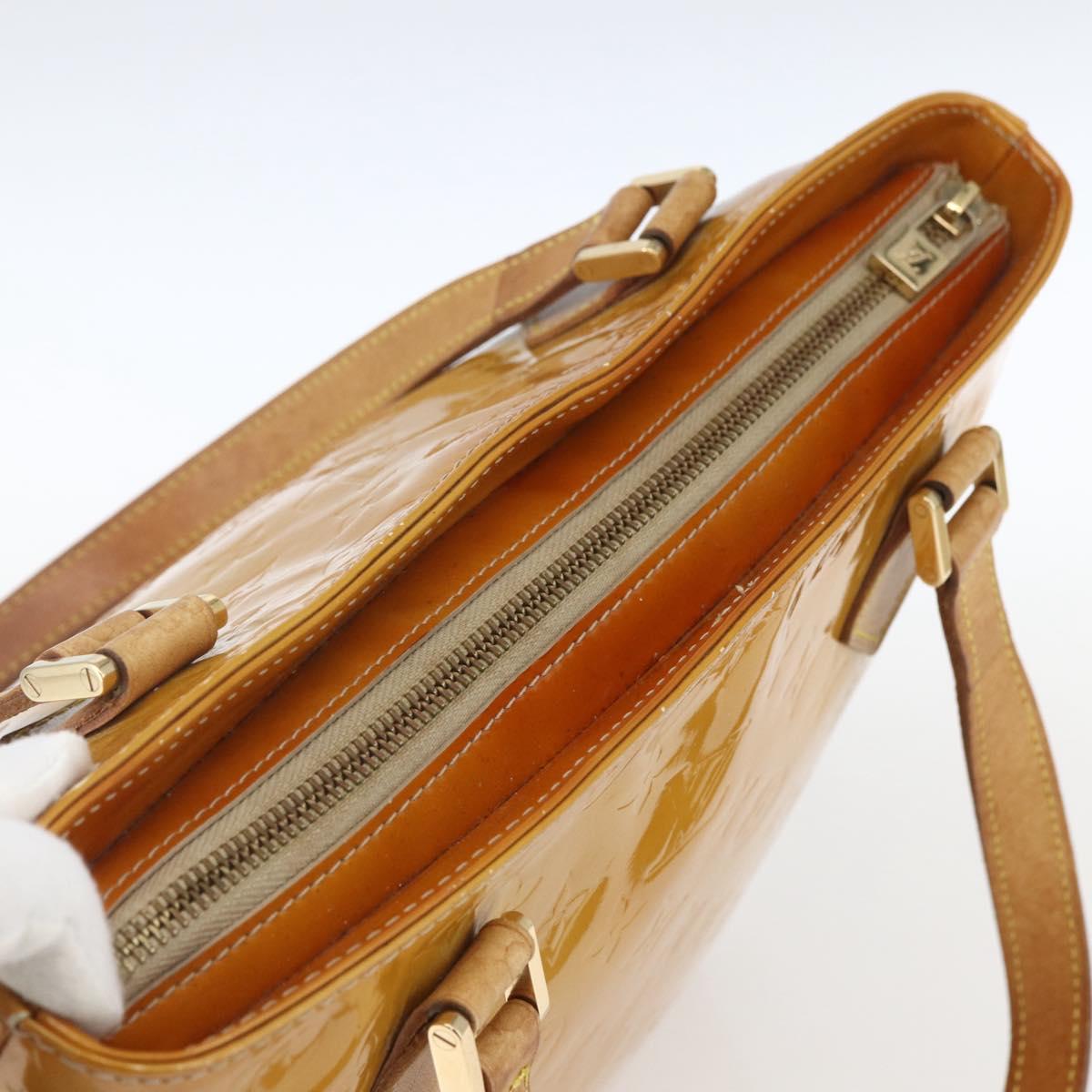 LOUIS VUITTON Monogram Vernis Houston Hand Bag Beige M91004 LV Auth 169223