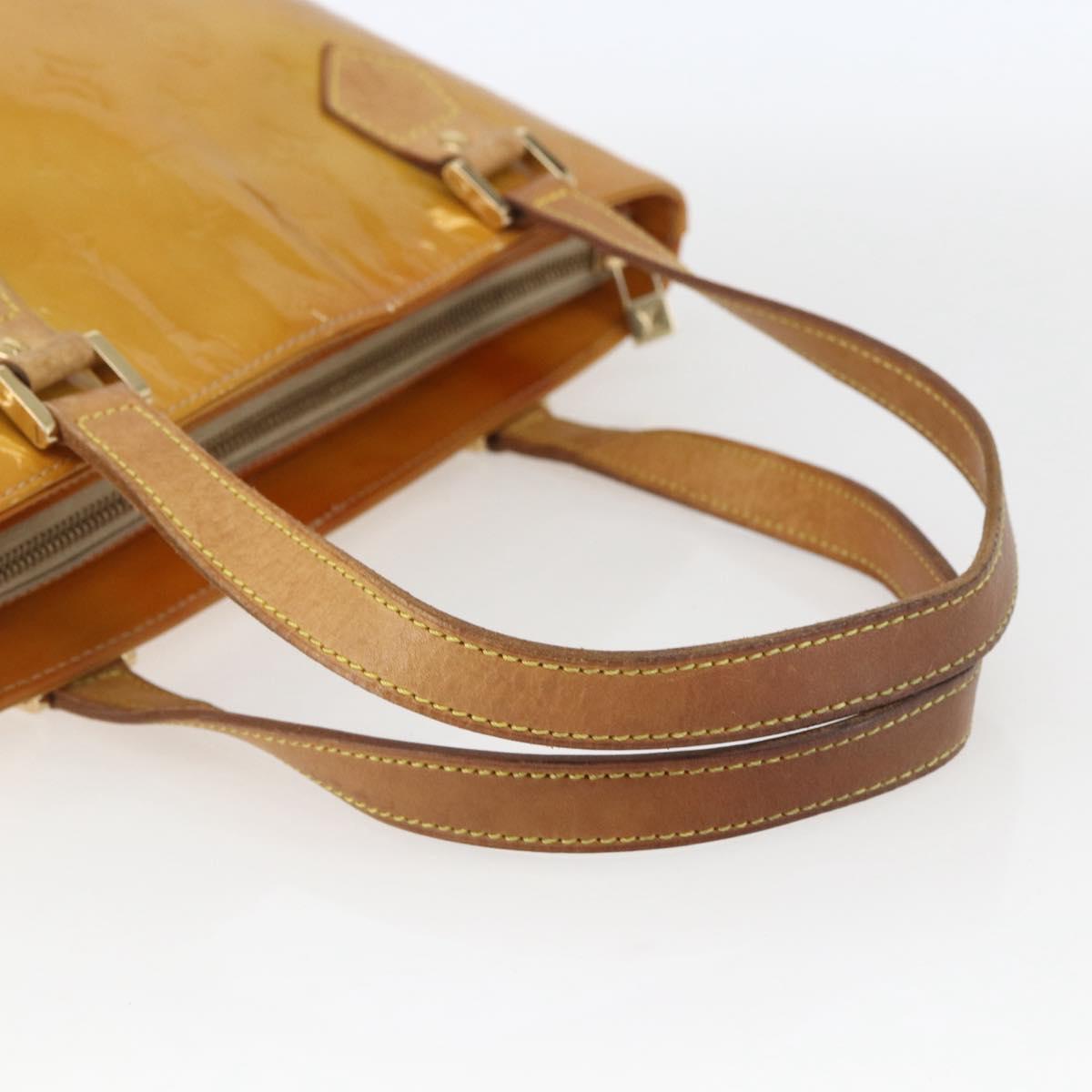 LOUIS VUITTON Monogram Vernis Houston Hand Bag Beige M91004 LV Auth 169223