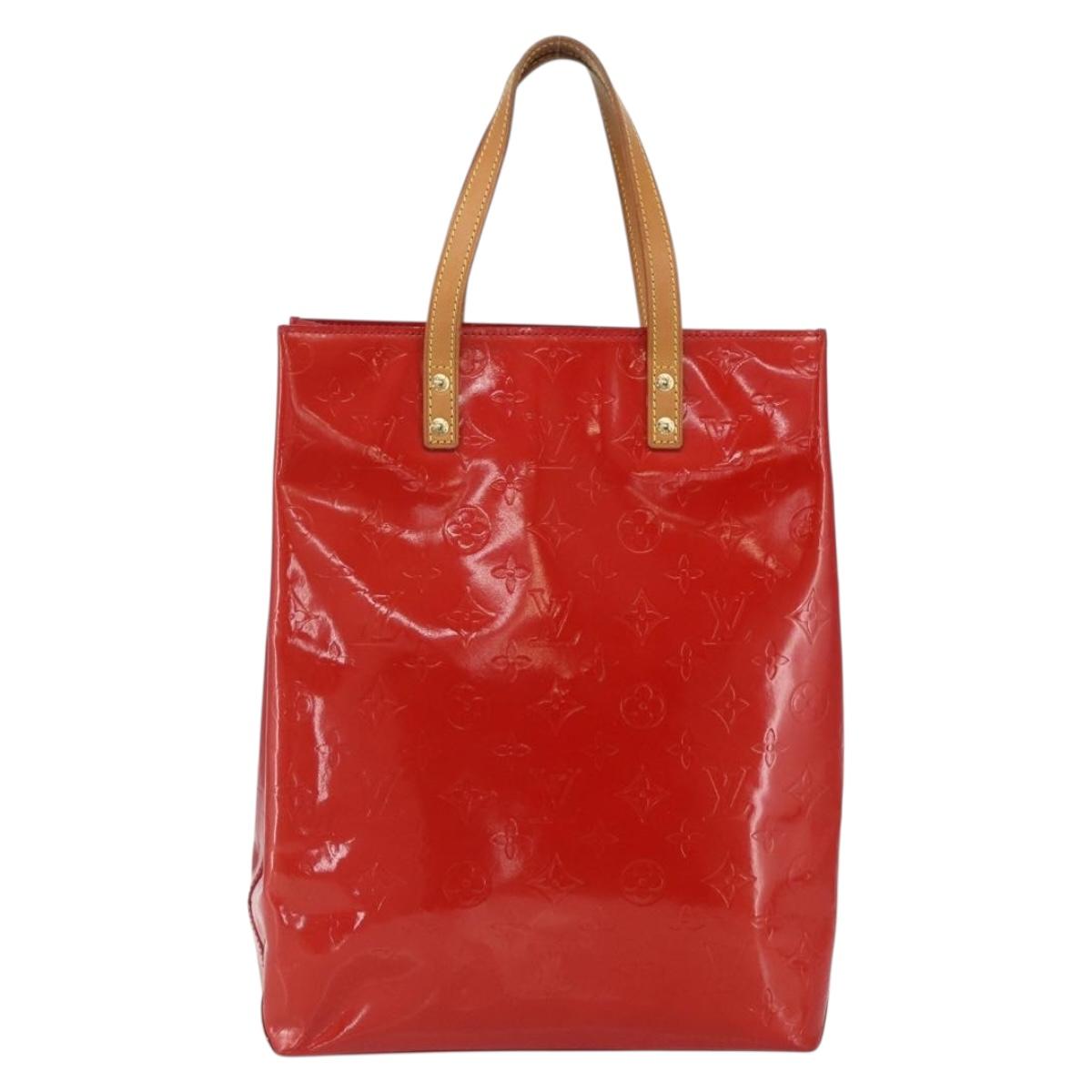 LOUIS VUITTON Monogram Vernis Reade MM Hand Bag Red Rouge M91086 LV Auth 169235