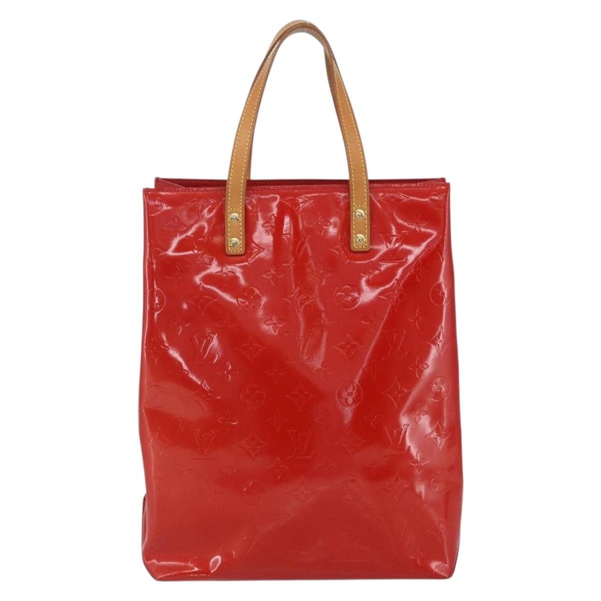 LOUIS VUITTON Monogram Vernis Reade MM Hand Bag Red Rouge M91086 LV Auth 169235