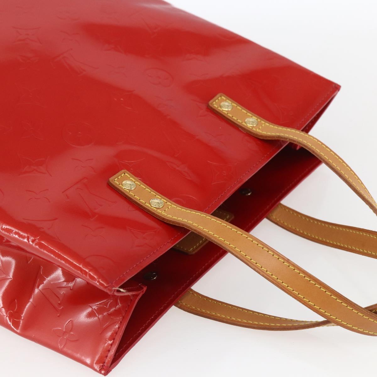 LOUIS VUITTON Monogram Vernis Reade MM Hand Bag Red Rouge M91086 LV Auth 169235