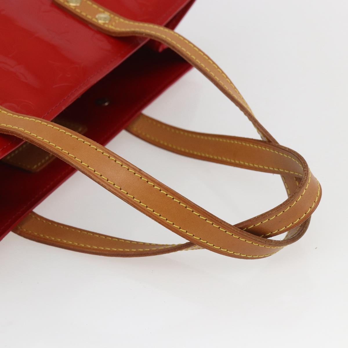 LOUIS VUITTON Monogram Vernis Reade MM Hand Bag Red Rouge M91086 LV Auth 169235