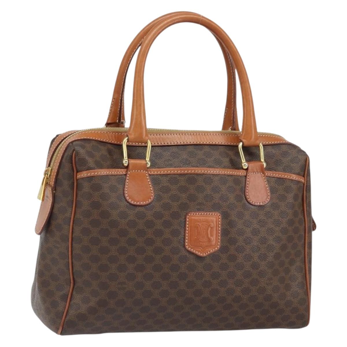 CELINE Macadam Canvas Hand Bag PVC Beige Gold Auth 169281V