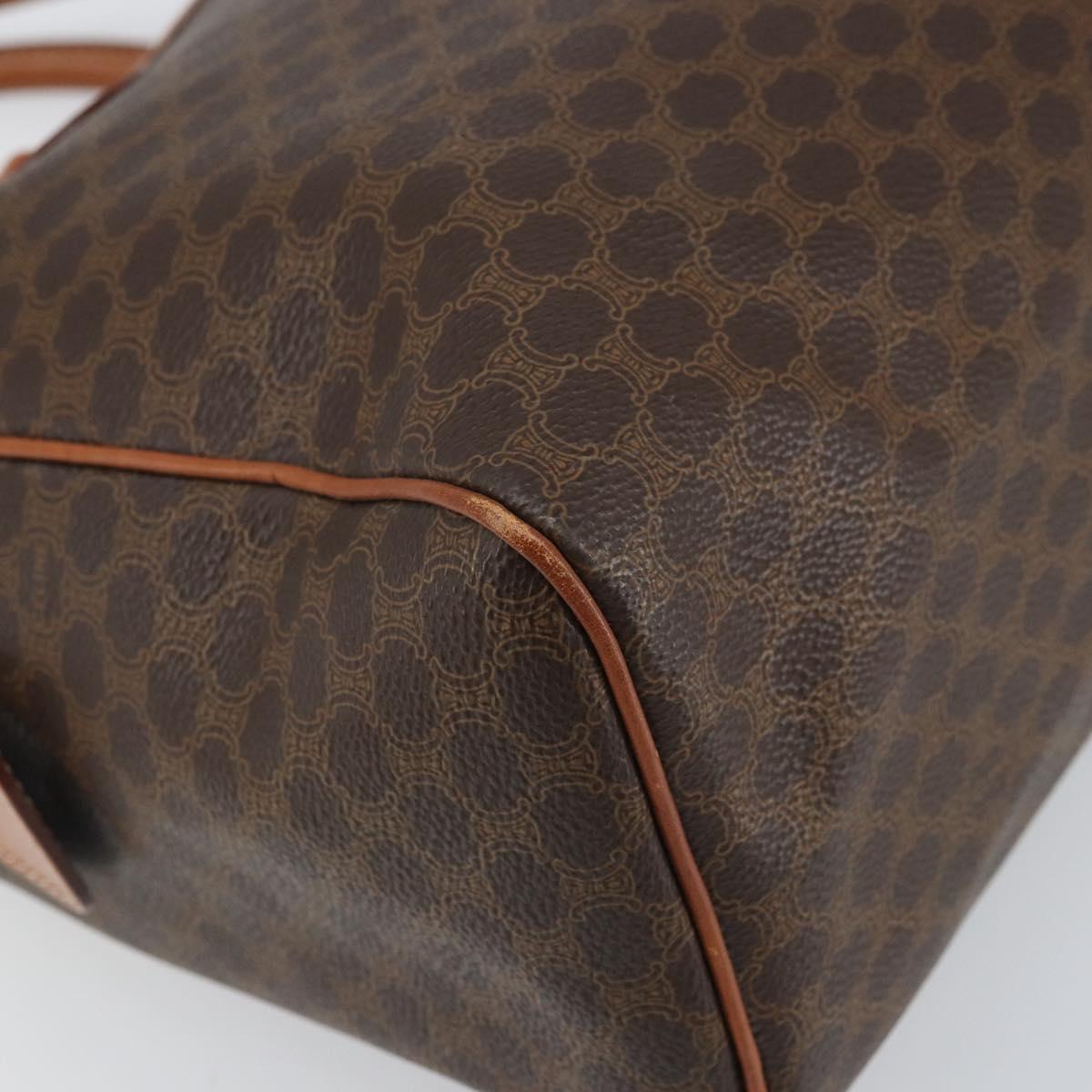 CELINE Macadam Canvas Hand Bag PVC Beige Gold Auth 169281V