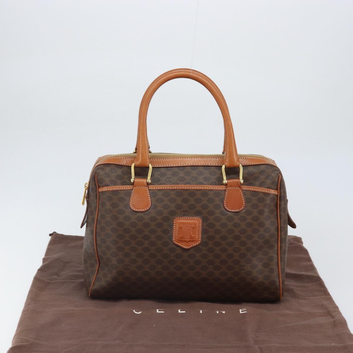 CELINE Macadam Canvas Hand Bag PVC Beige Gold Auth 169281V