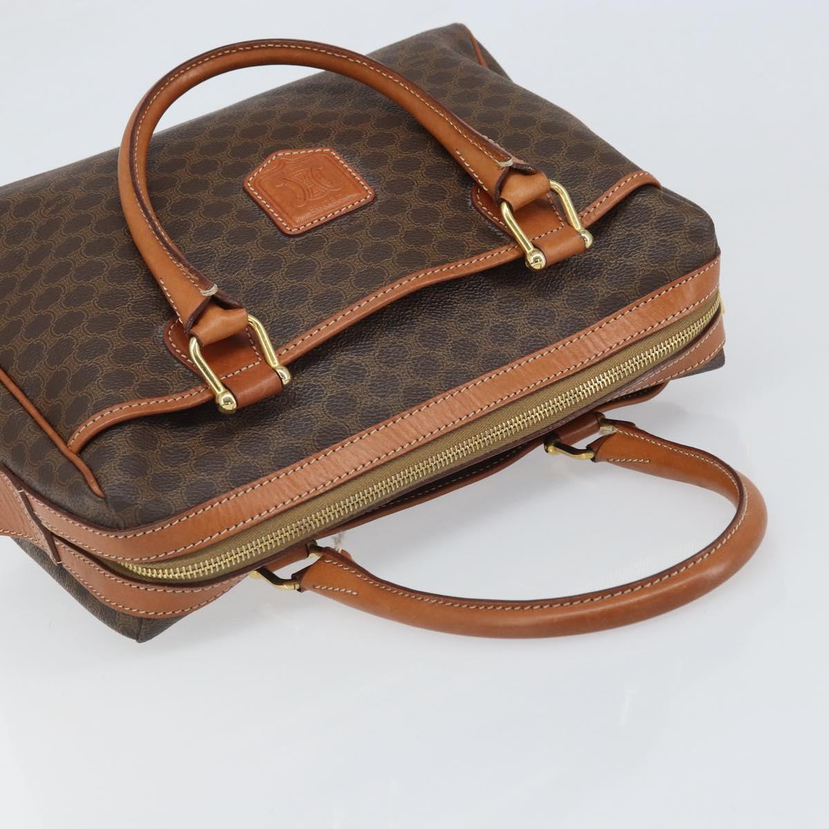 CELINE Macadam Canvas Hand Bag PVC Beige Gold Auth 169281V