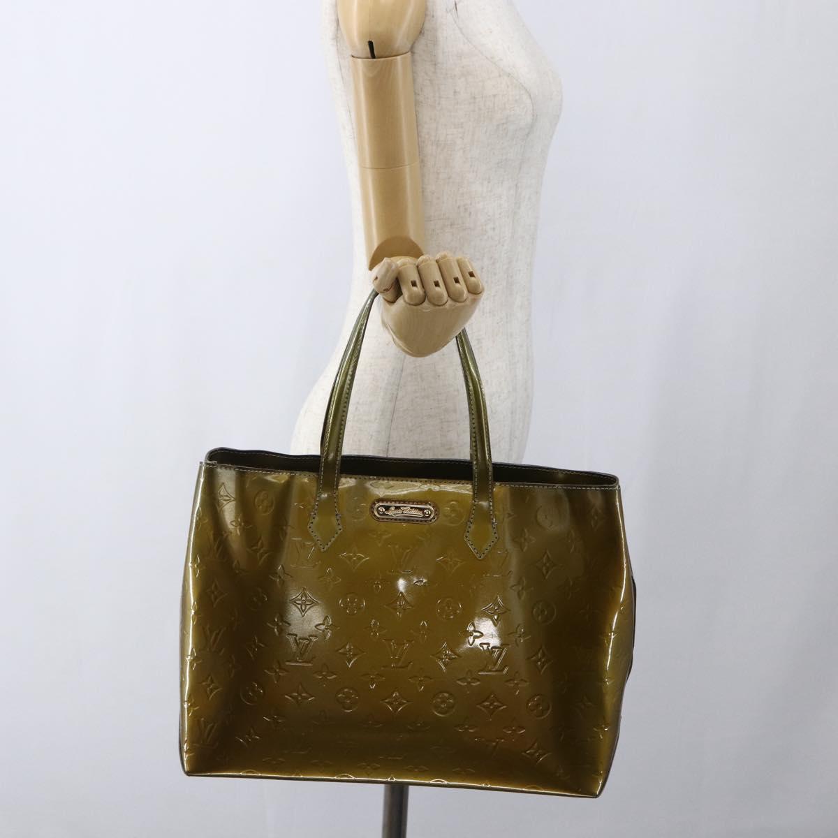 LOUIS VUITTON Monogram Vernis Wilshire MM Bag Gris Art Deco M91648 Auth 169286