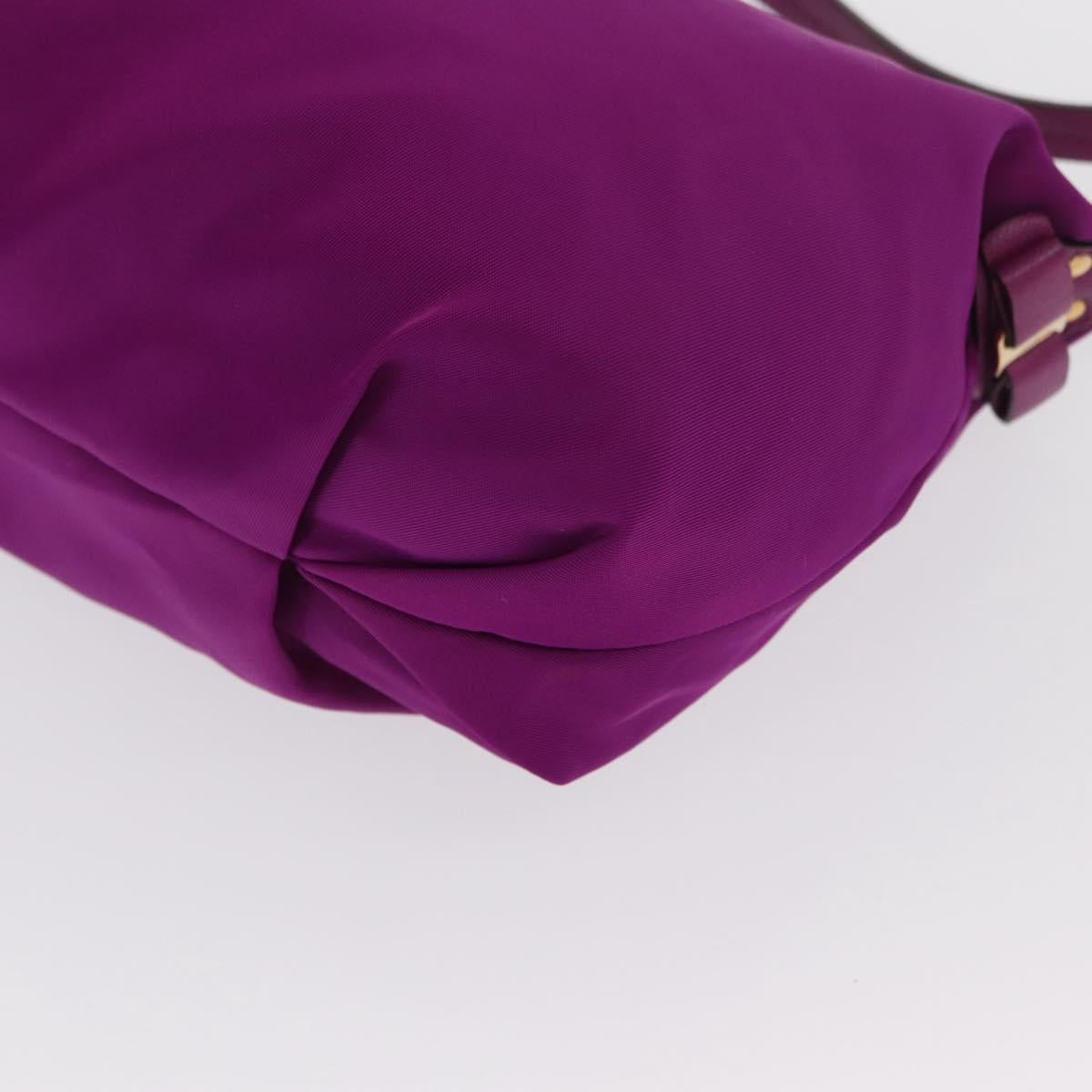 Salvatore Ferragamo Hand Pouch Nylon Purple Gold Auth 169291V