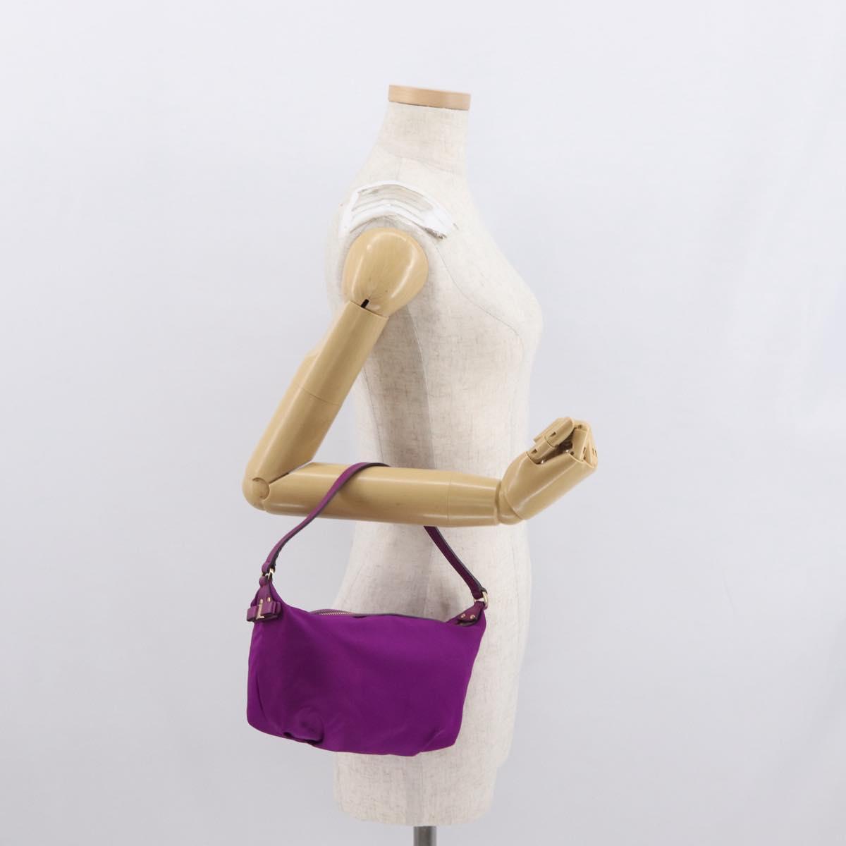 Salvatore Ferragamo Hand Pouch Nylon Purple Gold Auth 169291V