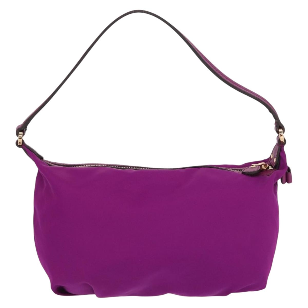 Salvatore Ferragamo Hand Pouch Nylon Purple Gold Auth 169291V