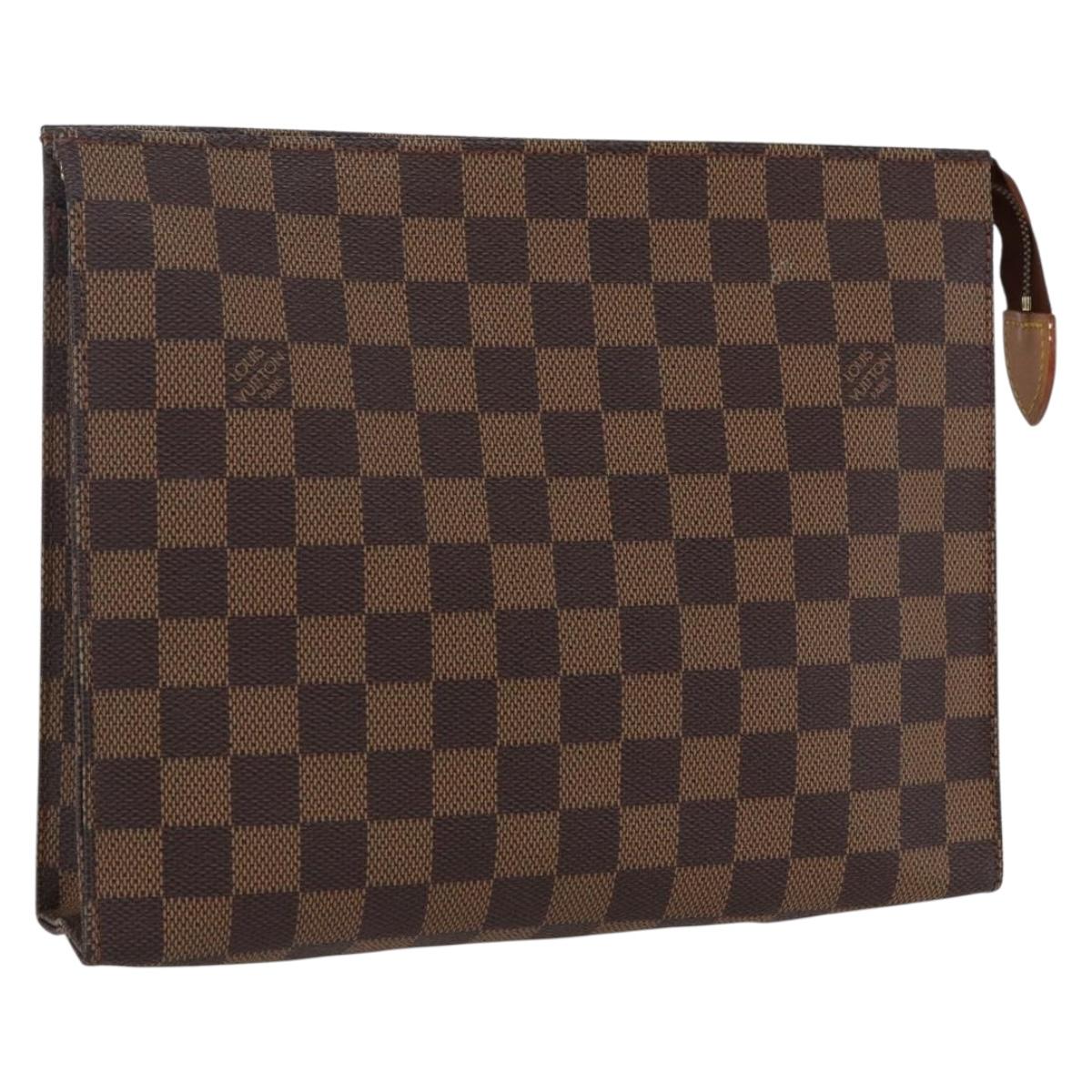 LOUIS VUITTON Damier Ebene Poche Toilette 26 Pouch N47543 LV Auth 169310
