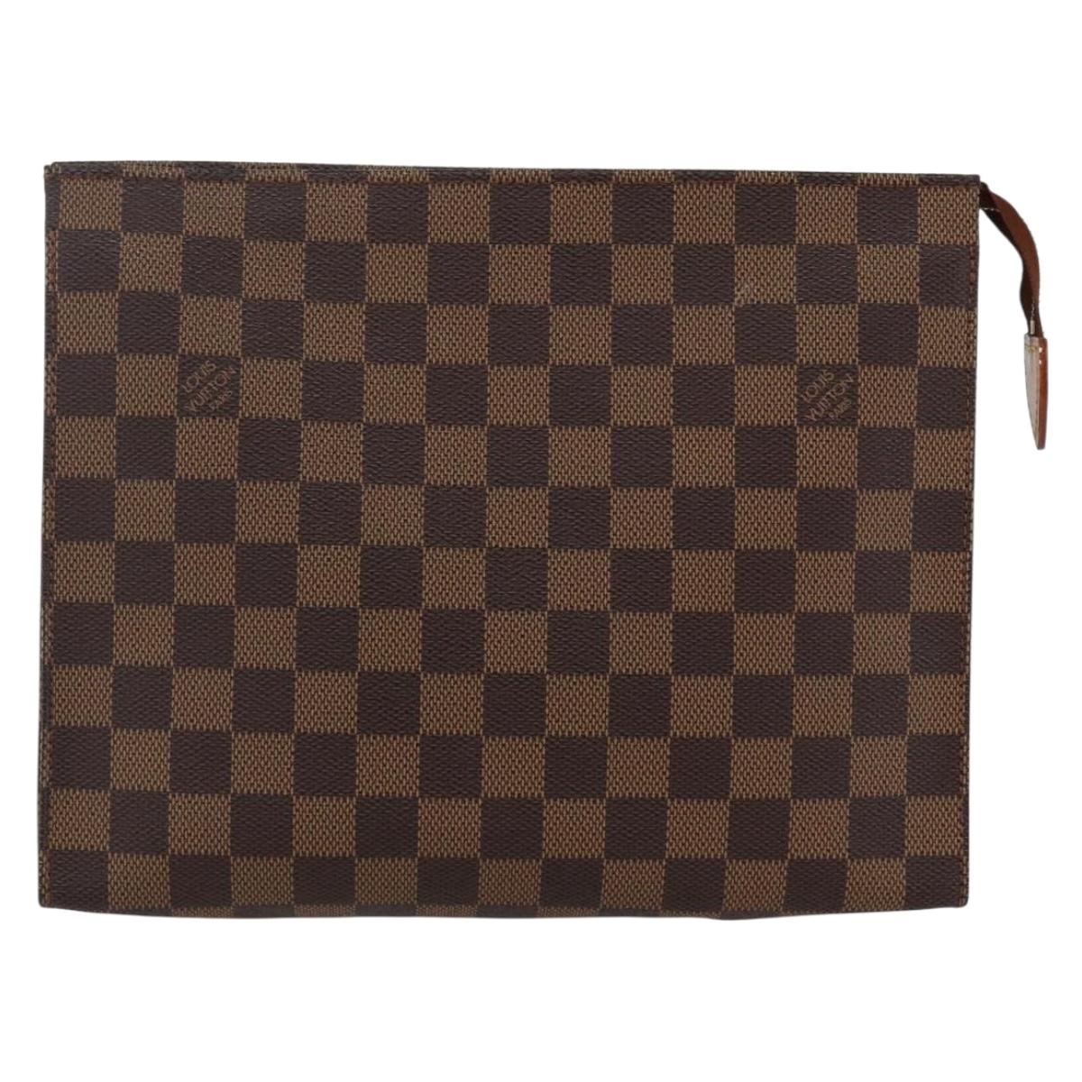 LOUIS VUITTON Damier Ebene Poche Toilette 26 Pouch N47543 LV Auth 169310
