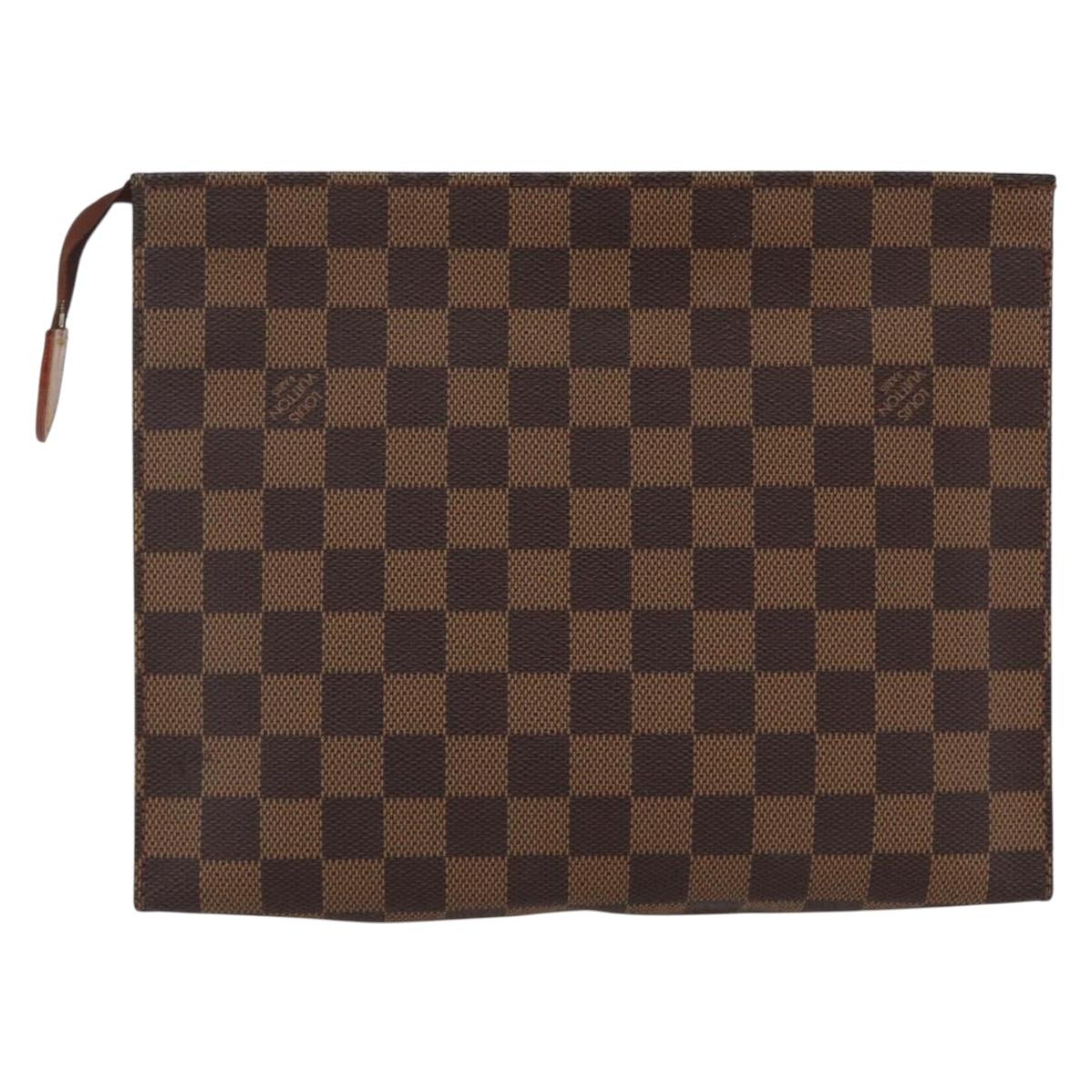 LOUIS VUITTON Damier Ebene Poche Toilette 26 Pouch N47543 LV Auth 169310