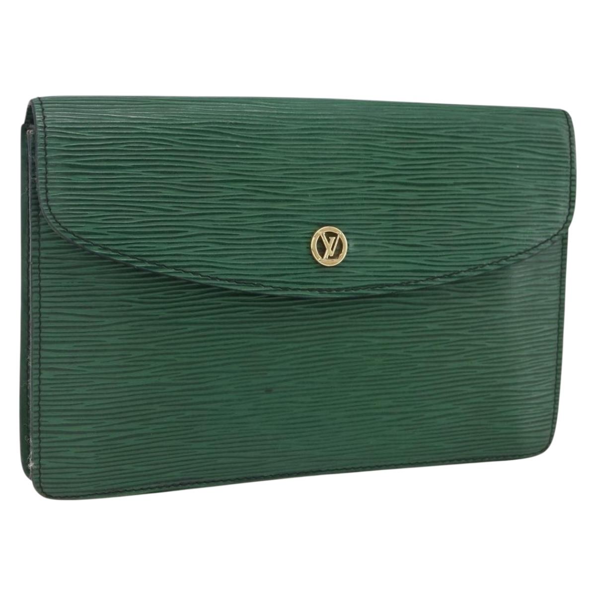 LOUIS VUITTON Epi Montaigne 23 Clutch Bag Green M52664 LV Auth 169311