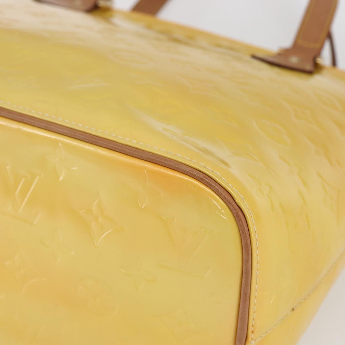 LOUIS VUITTON Monogram Vernis Houston Hand Bag Lime Yellow M91055 LV Auth 169336