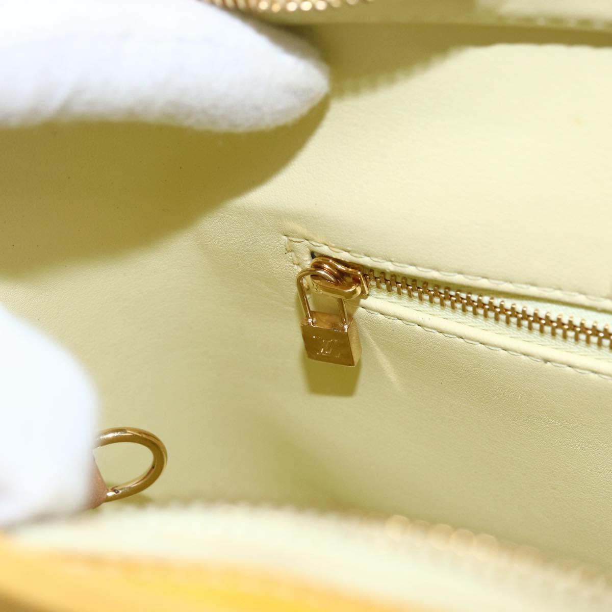 LOUIS VUITTON Monogram Vernis Houston Hand Bag Lime Yellow M91055 LV Auth 169336