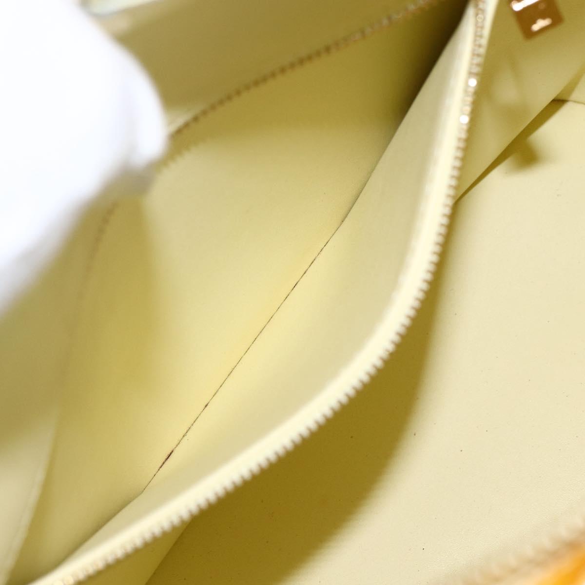 LOUIS VUITTON Monogram Vernis Houston Hand Bag Lime Yellow M91055 LV Auth 169336