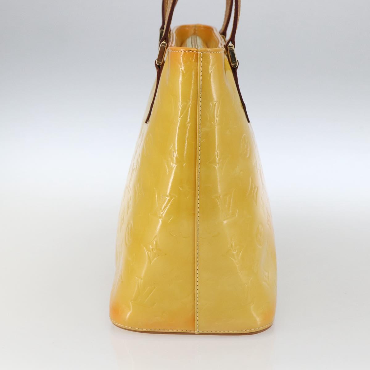 LOUIS VUITTON Monogram Vernis Houston Hand Bag Lime Yellow M91055 LV Auth 169336