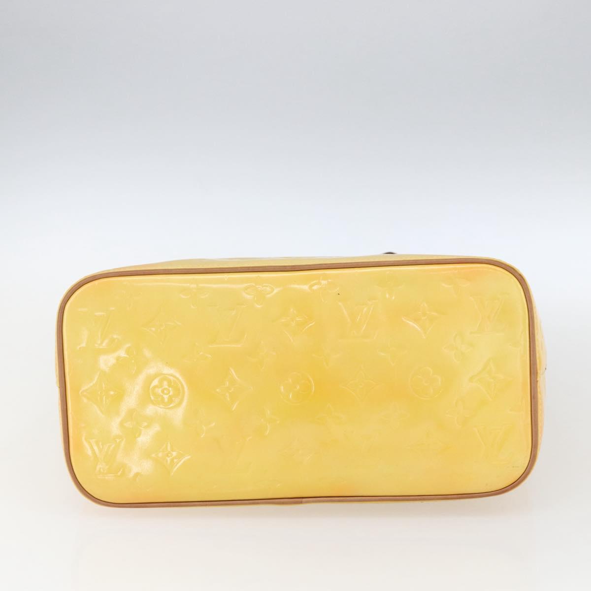 LOUIS VUITTON Monogram Vernis Houston Hand Bag Lime Yellow M91055 LV Auth 169336