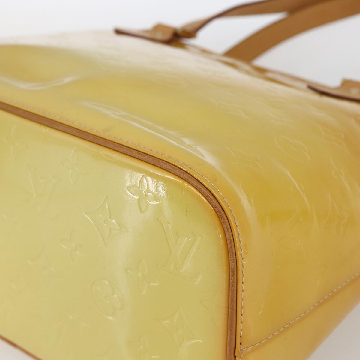 LOUIS VUITTON Monogram Vernis Houston Hand Bag Lime Yellow M91055 LV Auth 169338