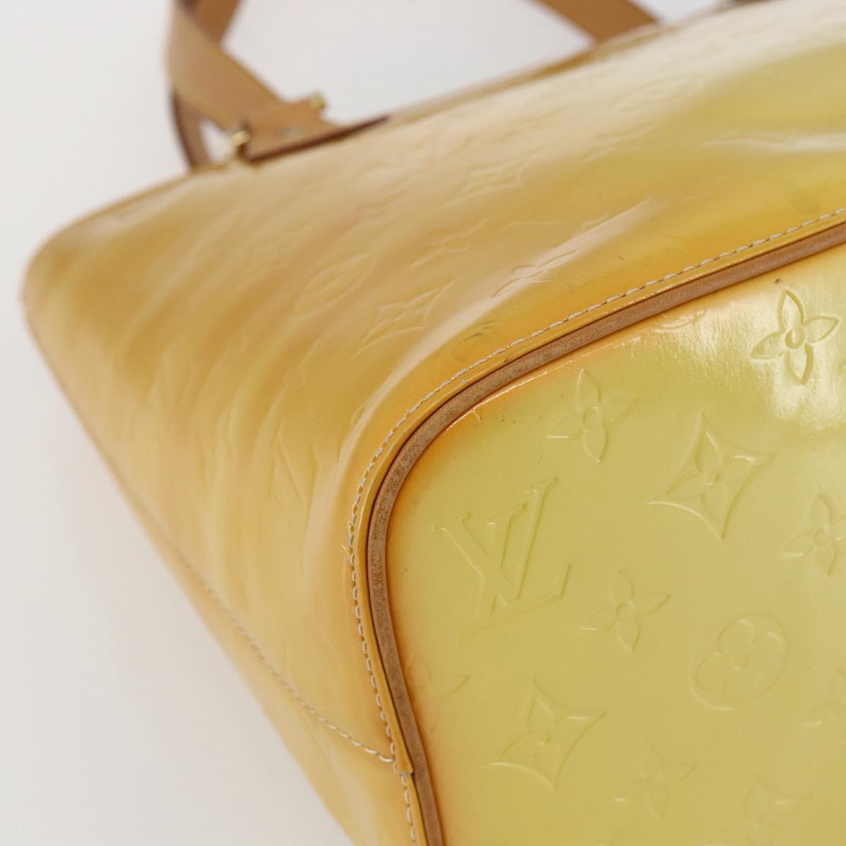LOUIS VUITTON Monogram Vernis Houston Hand Bag Lime Yellow M91055 LV Auth 169338