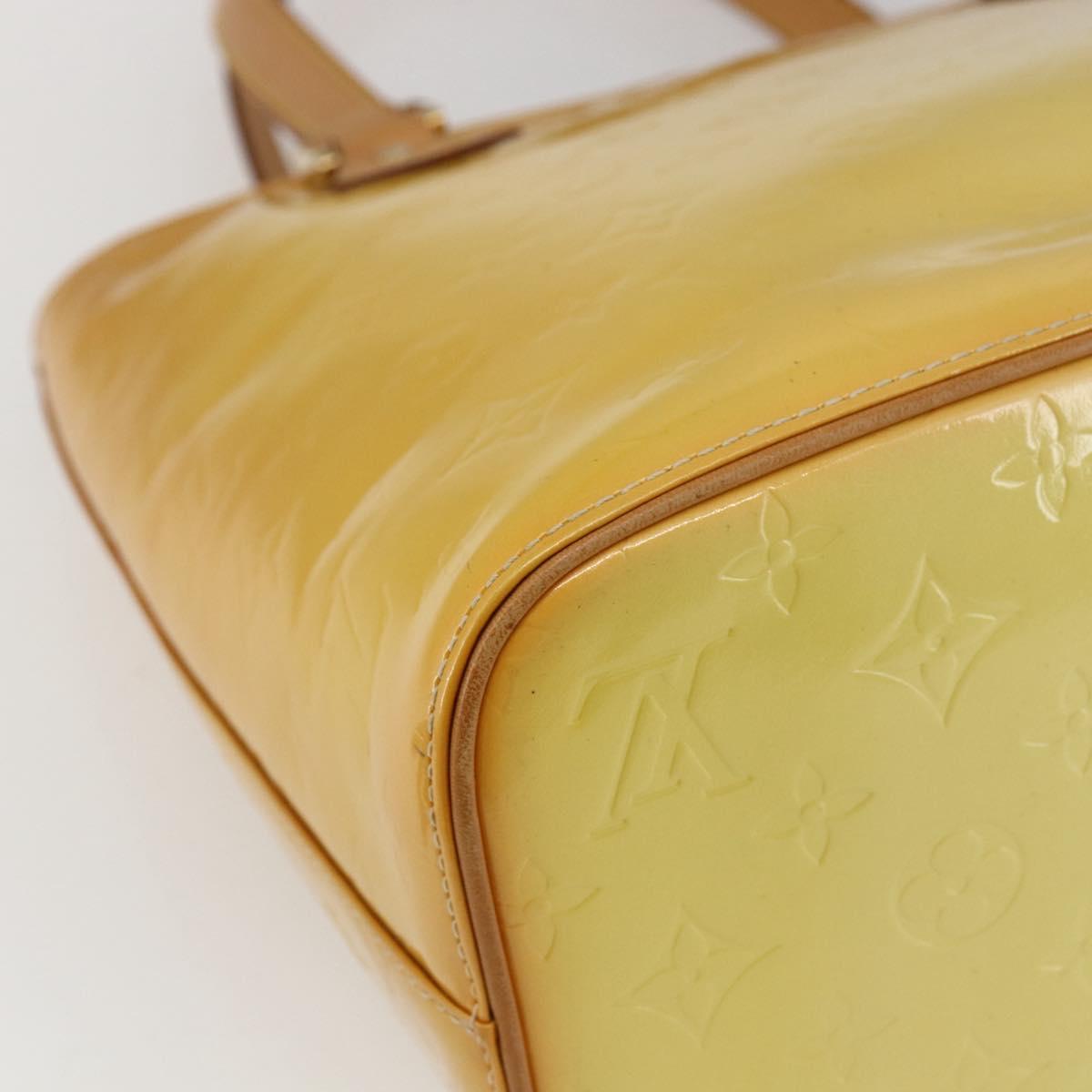 LOUIS VUITTON Monogram Vernis Houston Hand Bag Lime Yellow M91055 LV Auth 169338