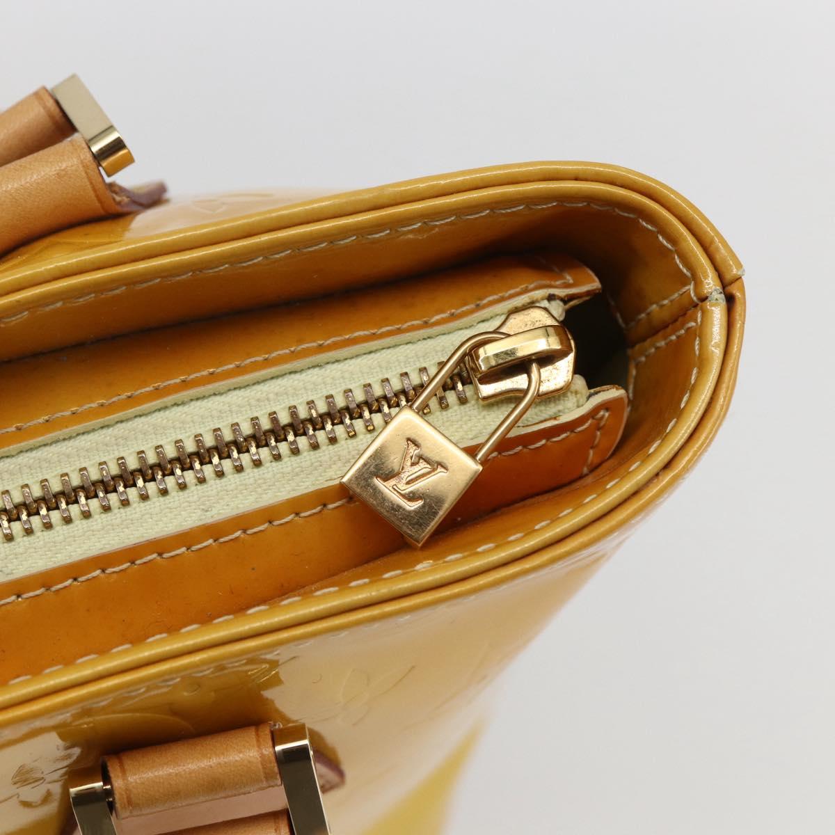LOUIS VUITTON Monogram Vernis Houston Hand Bag Lime Yellow M91055 LV Auth 169338