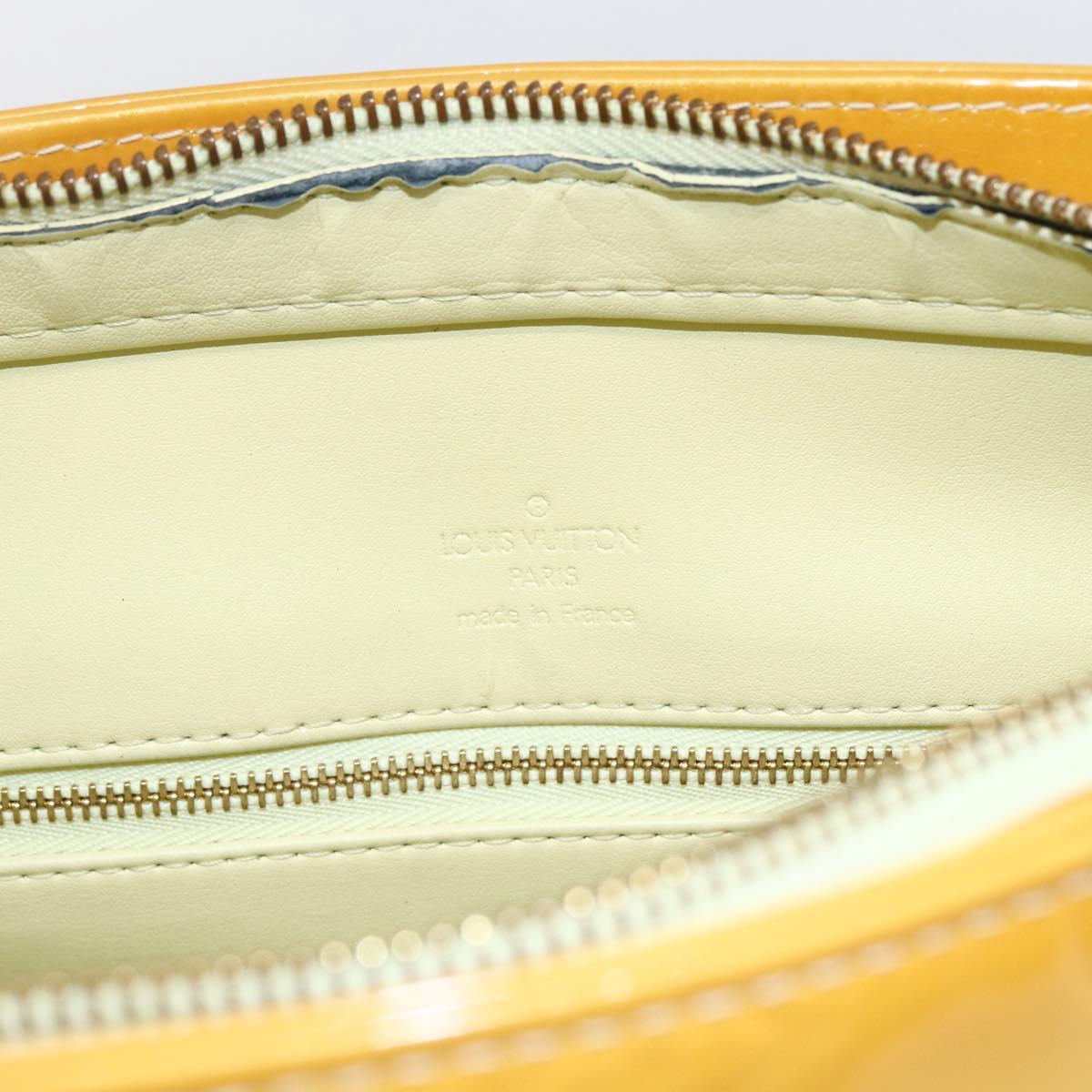 LOUIS VUITTON Monogram Vernis Houston Hand Bag Lime Yellow M91055 LV Auth 169338