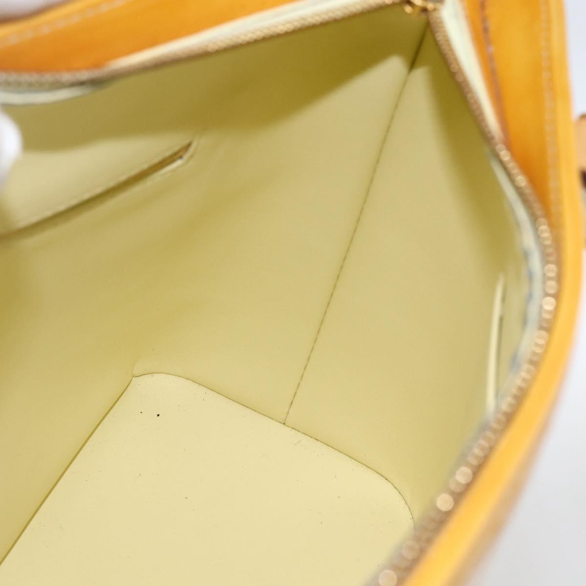 LOUIS VUITTON Monogram Vernis Houston Hand Bag Lime Yellow M91055 LV Auth 169338