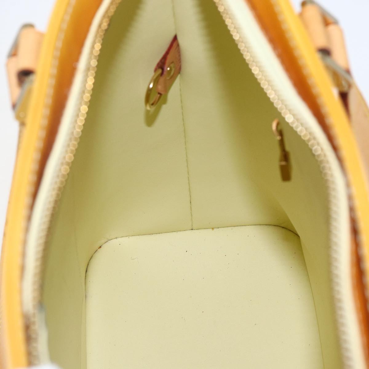 LOUIS VUITTON Monogram Vernis Houston Hand Bag Lime Yellow M91055 LV Auth 169338