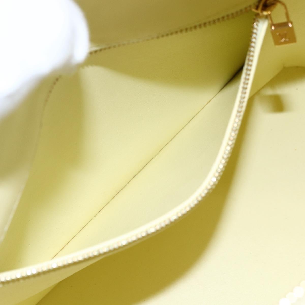 LOUIS VUITTON Monogram Vernis Houston Hand Bag Lime Yellow M91055 LV Auth 169338