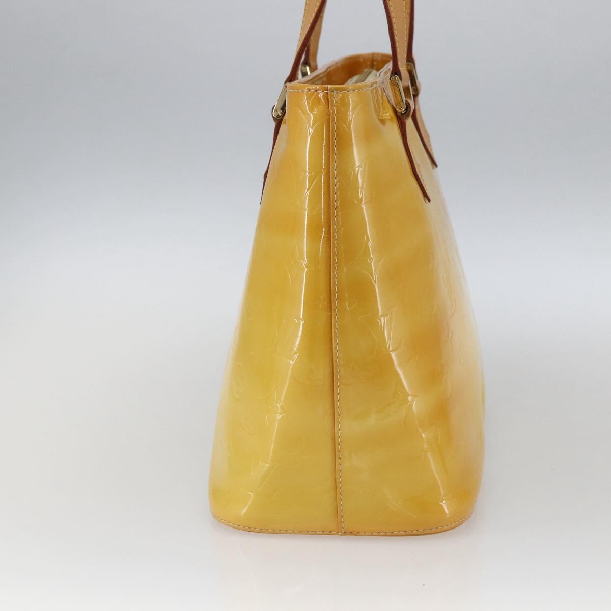 LOUIS VUITTON Monogram Vernis Houston Hand Bag Lime Yellow M91055 LV Auth 169338
