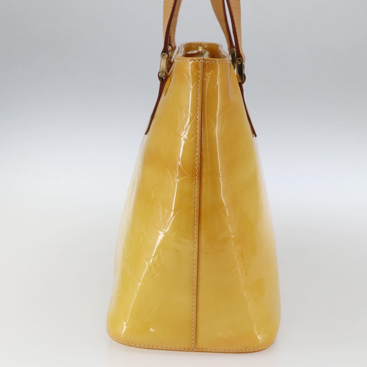 LOUIS VUITTON Monogram Vernis Houston Hand Bag Lime Yellow M91055 LV Auth 169338