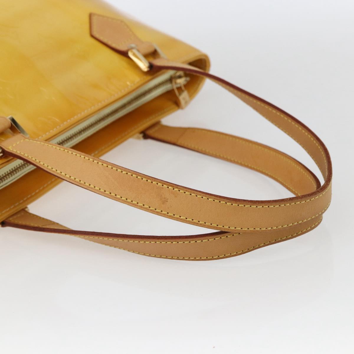 LOUIS VUITTON Monogram Vernis Houston Hand Bag Lime Yellow M91055 LV Auth 169338
