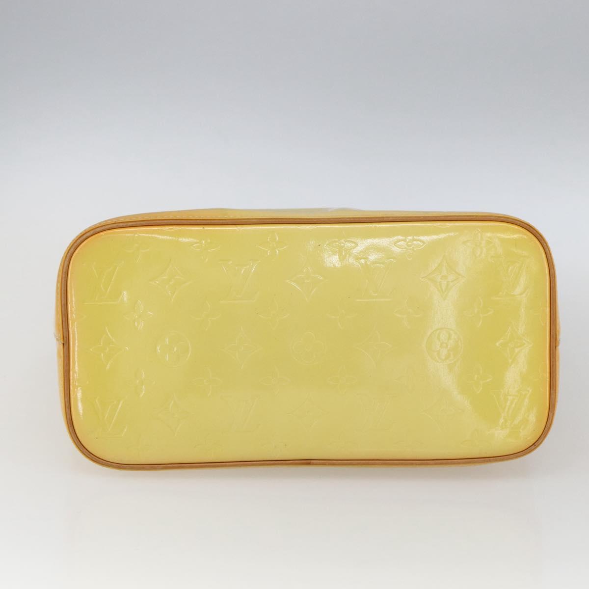 LOUIS VUITTON Monogram Vernis Houston Hand Bag Lime Yellow M91055 LV Auth 169338