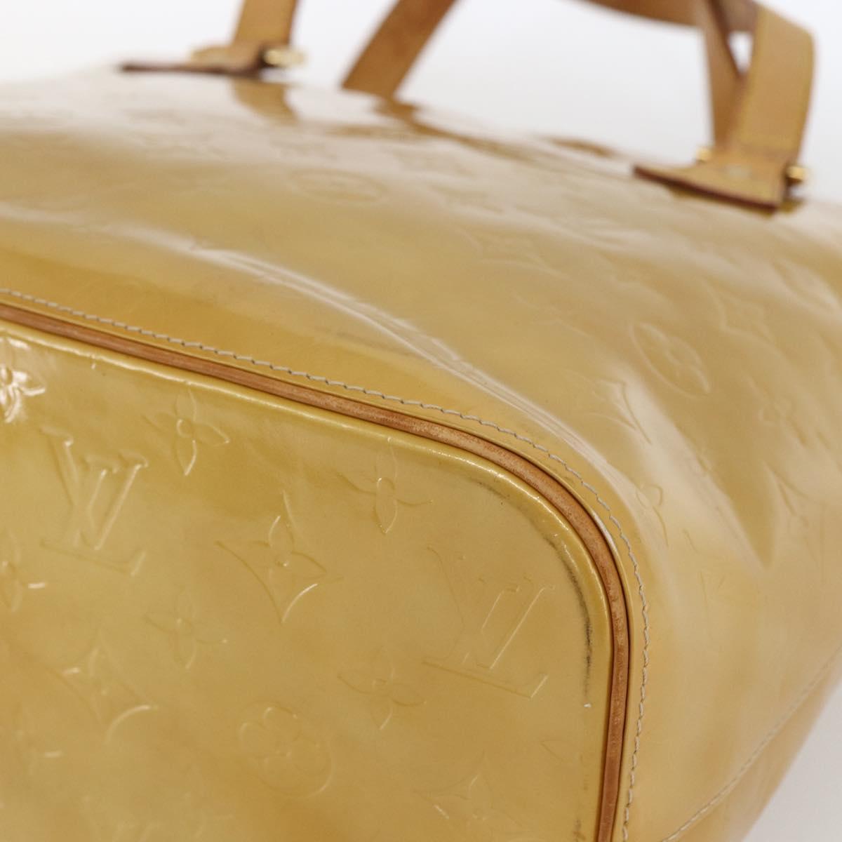 LOUIS VUITTON Monogram Vernis Houston Hand Bag Beige M91004 LV Auth 169339