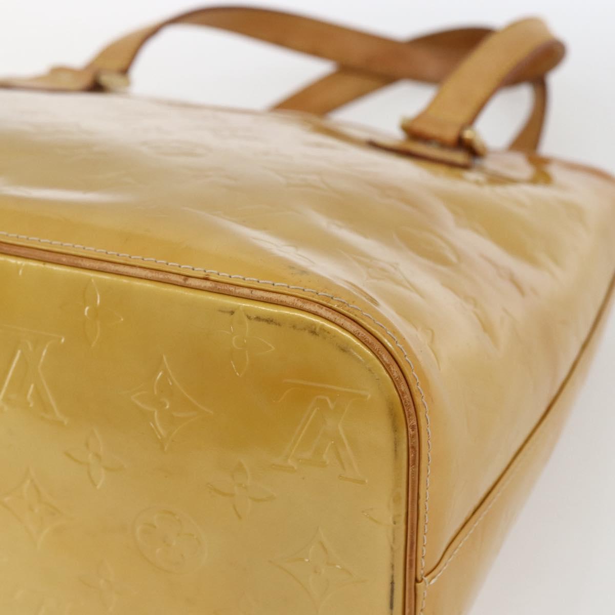 LOUIS VUITTON Monogram Vernis Houston Hand Bag Beige M91004 LV Auth 169339