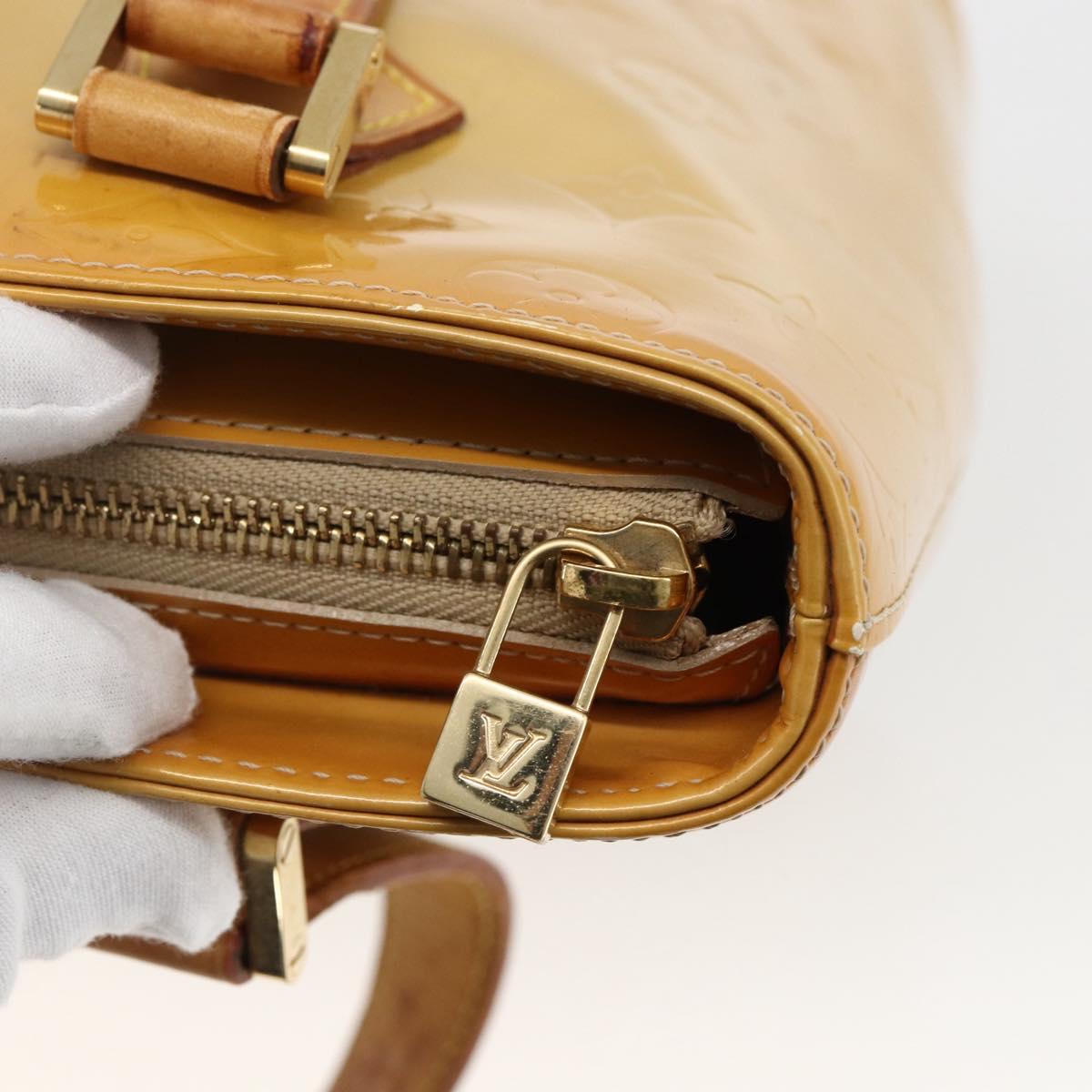 LOUIS VUITTON Monogram Vernis Houston Hand Bag Beige M91004 LV Auth 169339