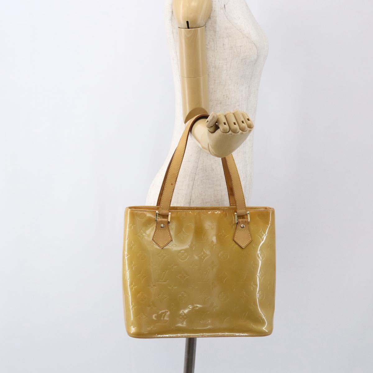 LOUIS VUITTON Monogram Vernis Houston Hand Bag Beige M91004 LV Auth 169339